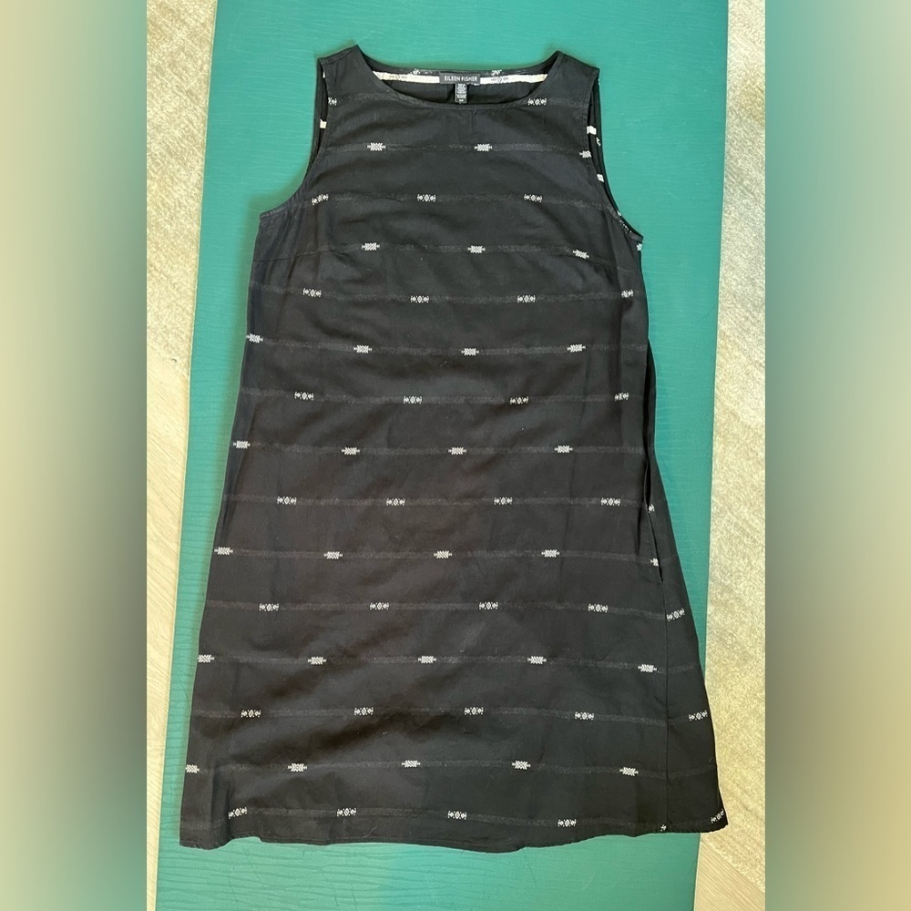 Eileen Fisher Nomadic Stripe Organic Cotton Shift Dress Small Petite Boho Beach